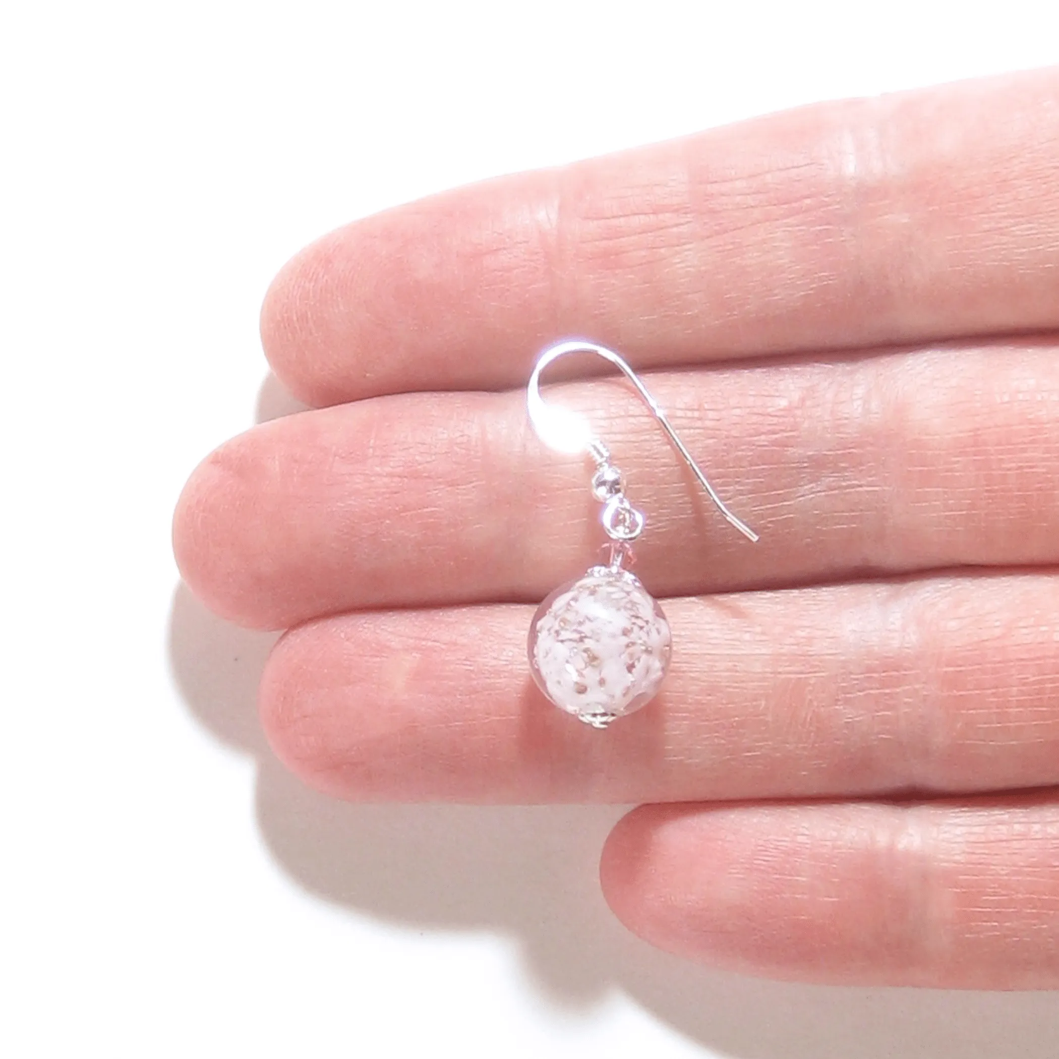 Murano Glass Pale Pink Ball Sterling Silver Earrings