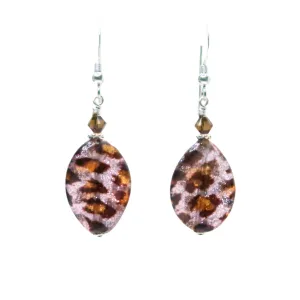 Murano Italian Glass Leopard Twist Sparkle Sterling Silver Earrings