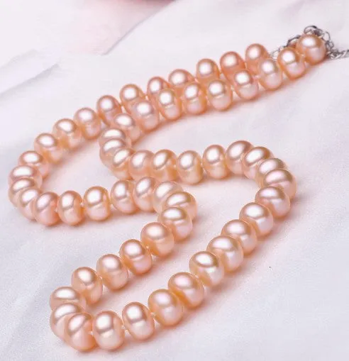 Natural 100% Genuine Pearl Necklace Mother Gift White Pink Purple Pearl Jewelry Choker Necklace