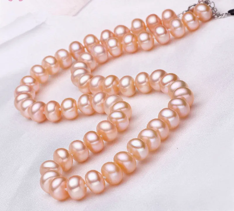 Natural 100% Genuine Pearl Necklace Mother Gift White Pink Purple Pearl Jewelry Choker Necklace