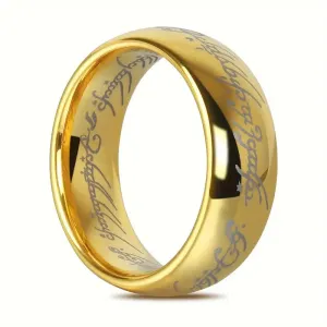 New LOTR Lord of the rings inspired One Ring 1pc Luxury 6mm 24K Gold Plated Stainless Steel Ring, Single Band for Men Sz 11