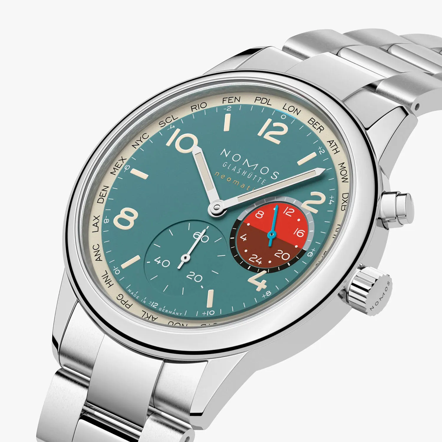 Nomos Glashütte Club Sport Neomatik Worldtimer Glacier Automatic – 790.S4