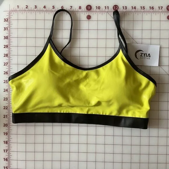 NWT Zyia Active Womens Yellow Light N Tight Adjustable Strap Sports Bra XXL