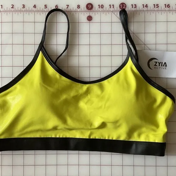 NWT Zyia Active Womens Yellow Light N Tight Adjustable Strap Sports Bra XXL