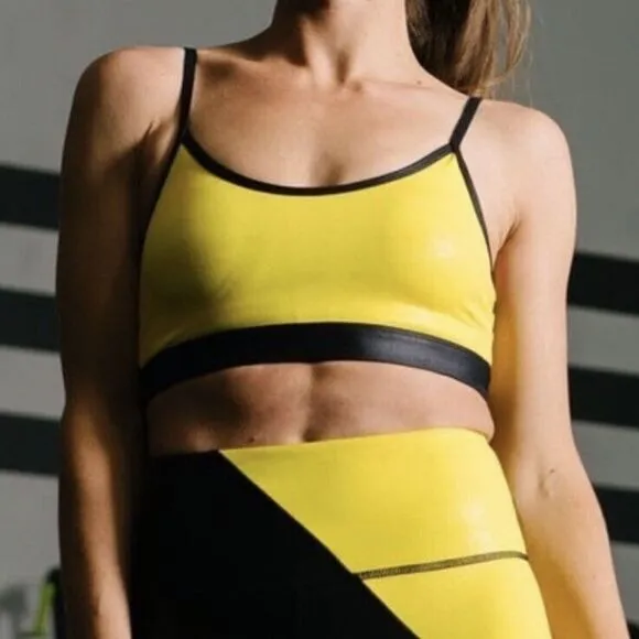 NWT Zyia Active Womens Yellow Light N Tight Adjustable Strap Sports Bra XXL