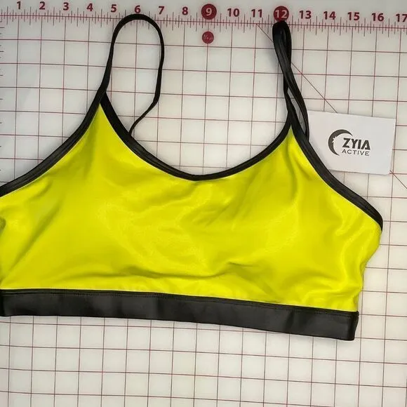 NWT Zyia Active Womens Yellow Light N Tight Adjustable Strap Sports Bra XXL