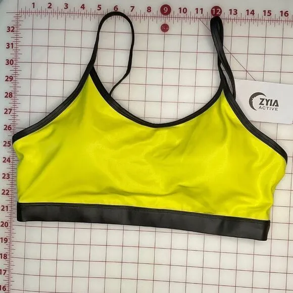 NWT Zyia Active Womens Yellow Light N Tight Adjustable Strap Sports Bra XXL