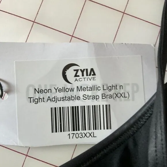 NWT Zyia Active Womens Yellow Light N Tight Adjustable Strap Sports Bra XXL