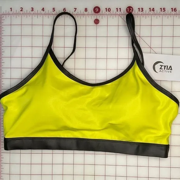 NWT Zyia Active Womens Yellow Light N Tight Adjustable Strap Sports Bra XXL