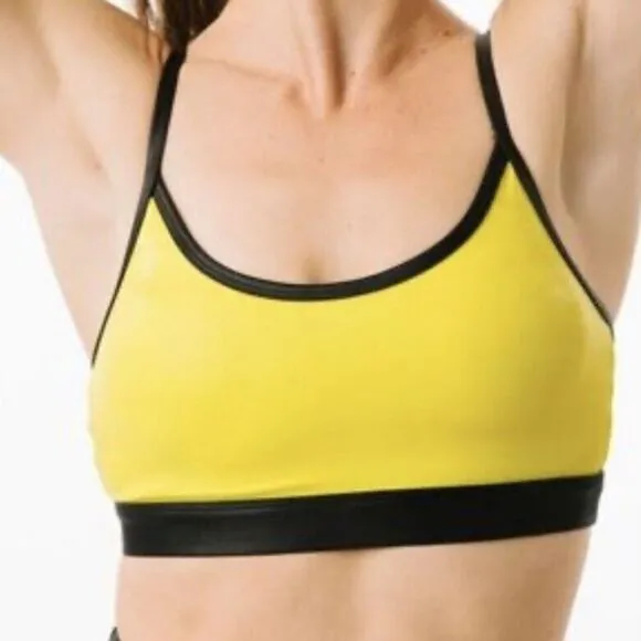 NWT Zyia Active Womens Yellow Light N Tight Adjustable Strap Sports Bra XXL