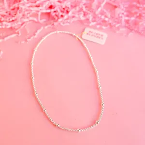 Olive Silver Bead Necklace
