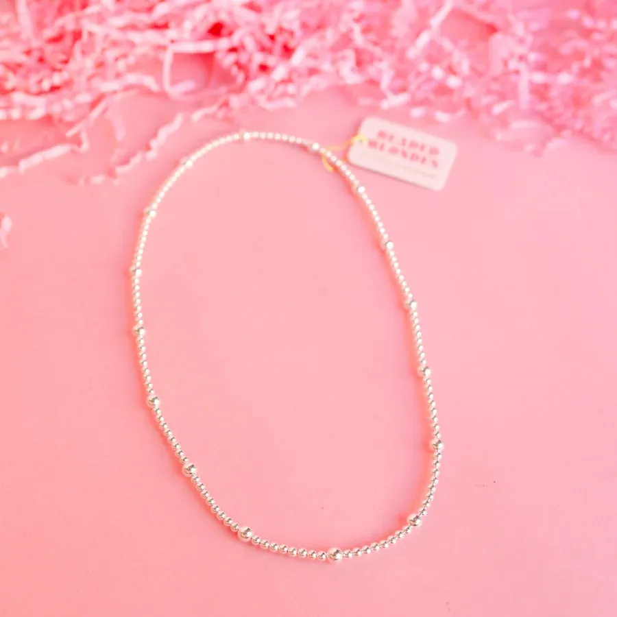 Olive Silver Bead Necklace