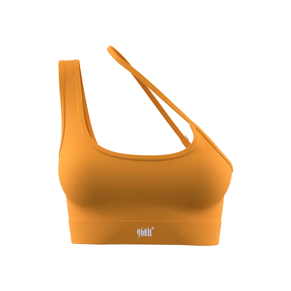 Orange One Shoulder Adjustable Sports Bra
