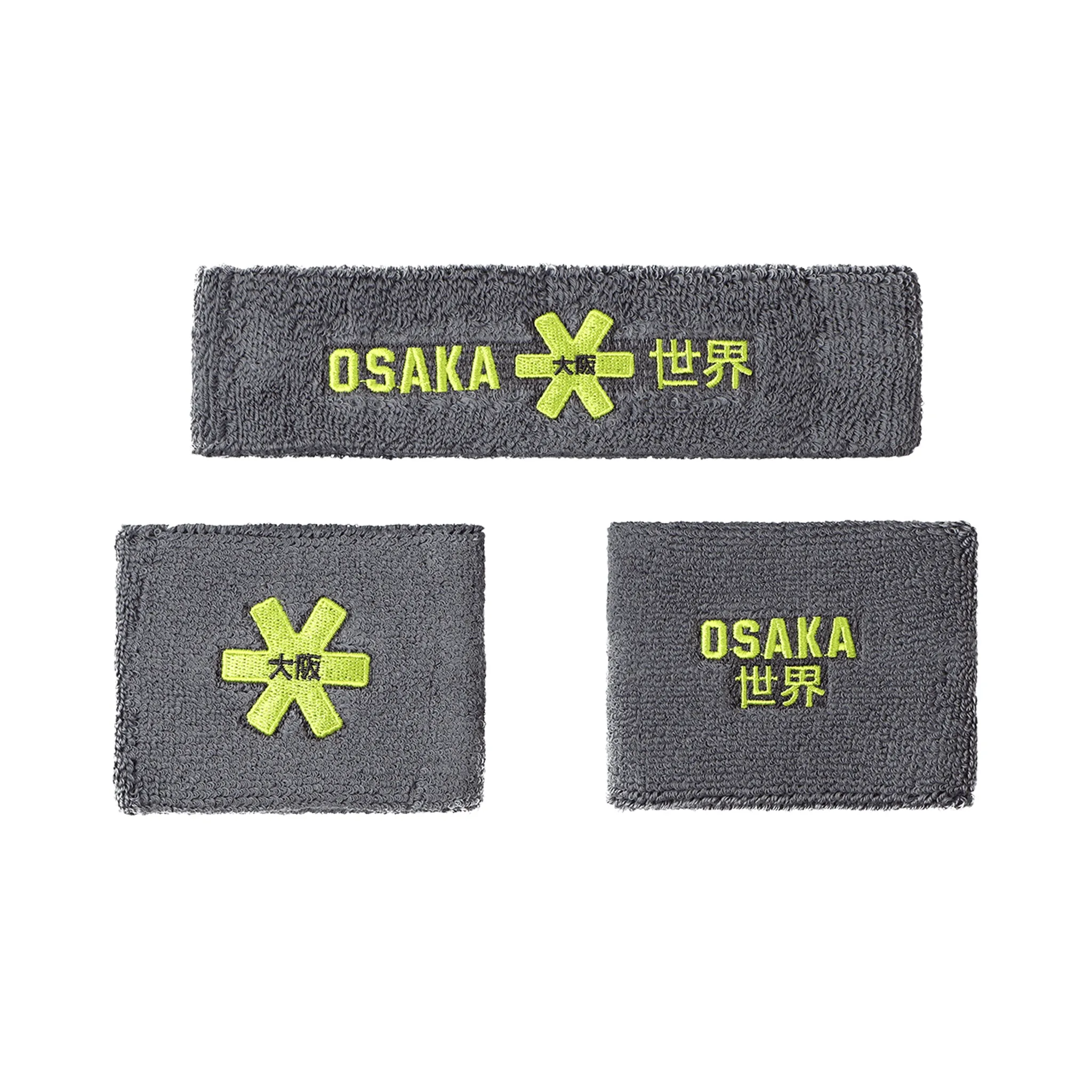 Osaka Sweatband Set - Grey - Lime