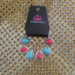 Paparazzi - Southwestern Turqoise Blue and Red Bracelet