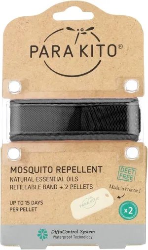 PARA'KITO Mosquito Repellent Bracelets, Bug Repellent Bracelets, Natural Essential Oil Bug Repellent, Mosquito Stickers, Bug Spray Alternatives for Beach, Camping, Hiking (Black)