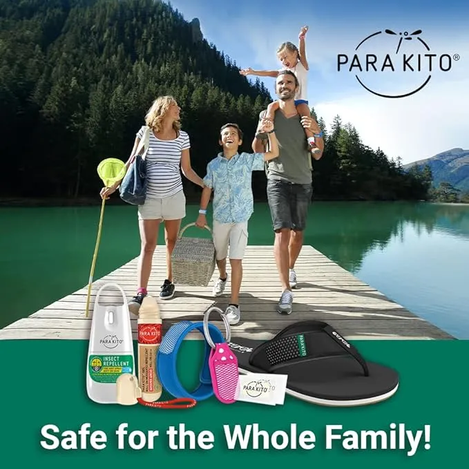 PARA'KITO Mosquito Repellent Bracelets   Refill Pellets Bundle, Mosquito Bracelets, Peppermint Oil, DEET Free Mosquito Repeller, Hiking Accessories, 2 Wristbands & 2 Refills (Black   Conceal)