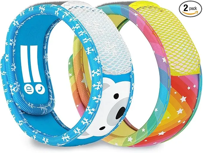 PARA'KITO Mosquito Repellent Pack - 2 Kids Wristbands & 2 Refills Rainbow/Polar Bear