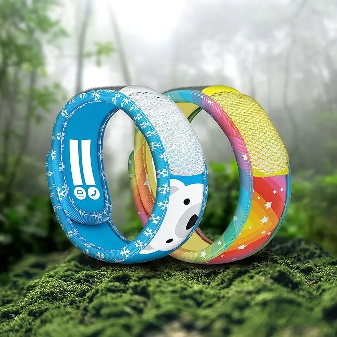 PARA'KITO Mosquito Repellent Pack - 2 Kids Wristbands & 2 Refills Rainbow/Polar Bear