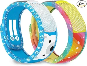 PARA'KITO Mosquito Repellent Pack - 2 Kids Wristbands & 2 Refills Rainbow/Polar Bear