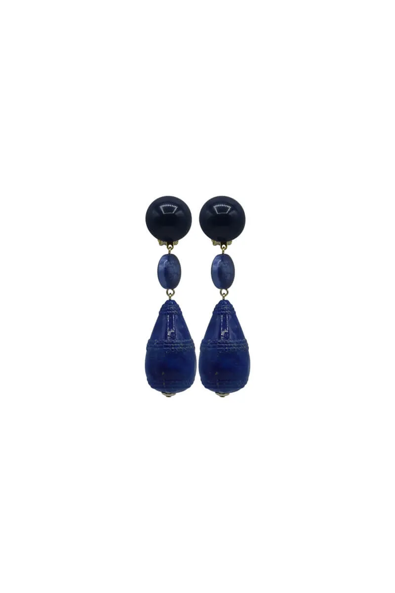 Parisian Navy Blue Drop Earrings