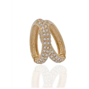 Pave Gold Tone Hoop-Eze Earrings