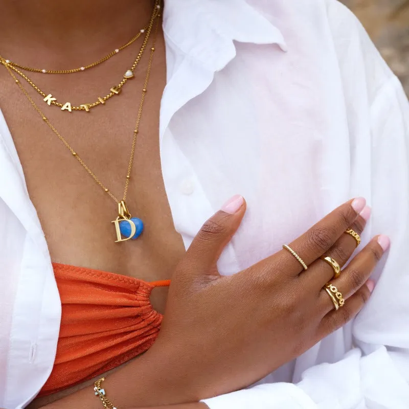Pearl Birthstone And Initial Letters Pendant Chain Necklace