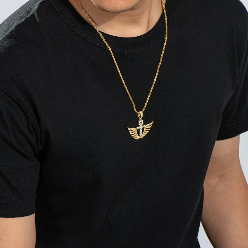 Personality Cross Wings Created Diamond Pendant Necklace 23.62''