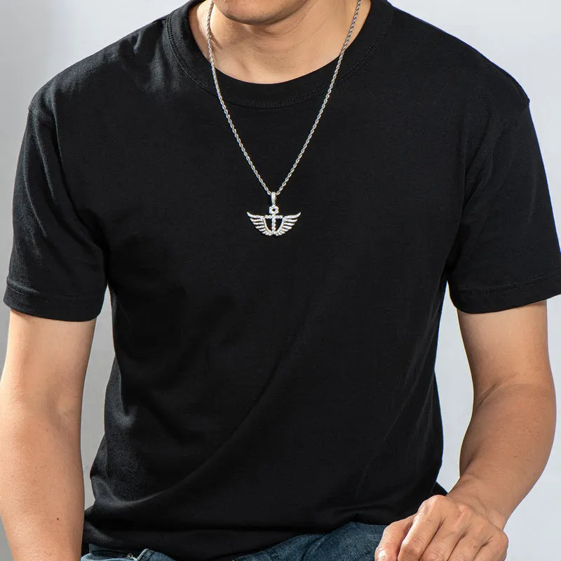 Personality Cross Wings Created Diamond Pendant Necklace 23.62''