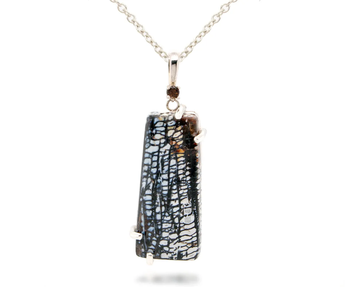 Petrified Wood Smokey Quartz Necklace