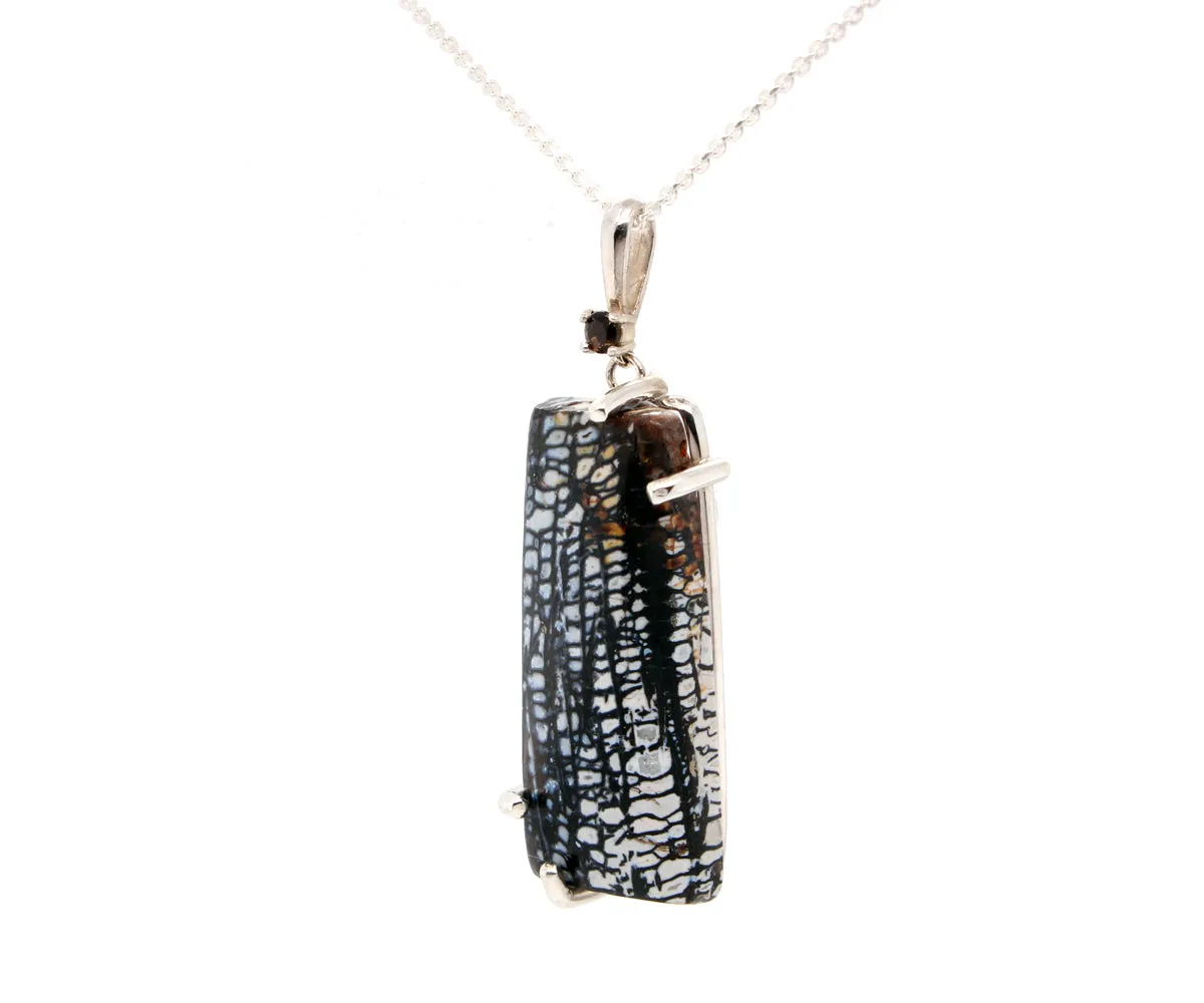 Petrified Wood Smokey Quartz Necklace