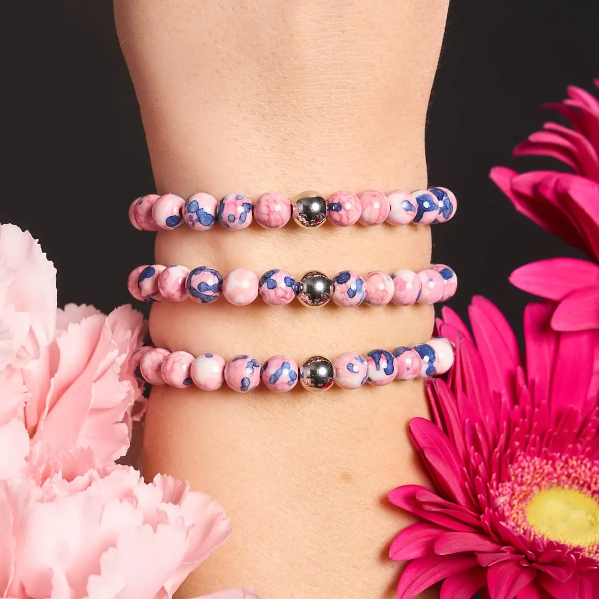 Picasso Porcelain Macrame Bracelet | Piglet Blue