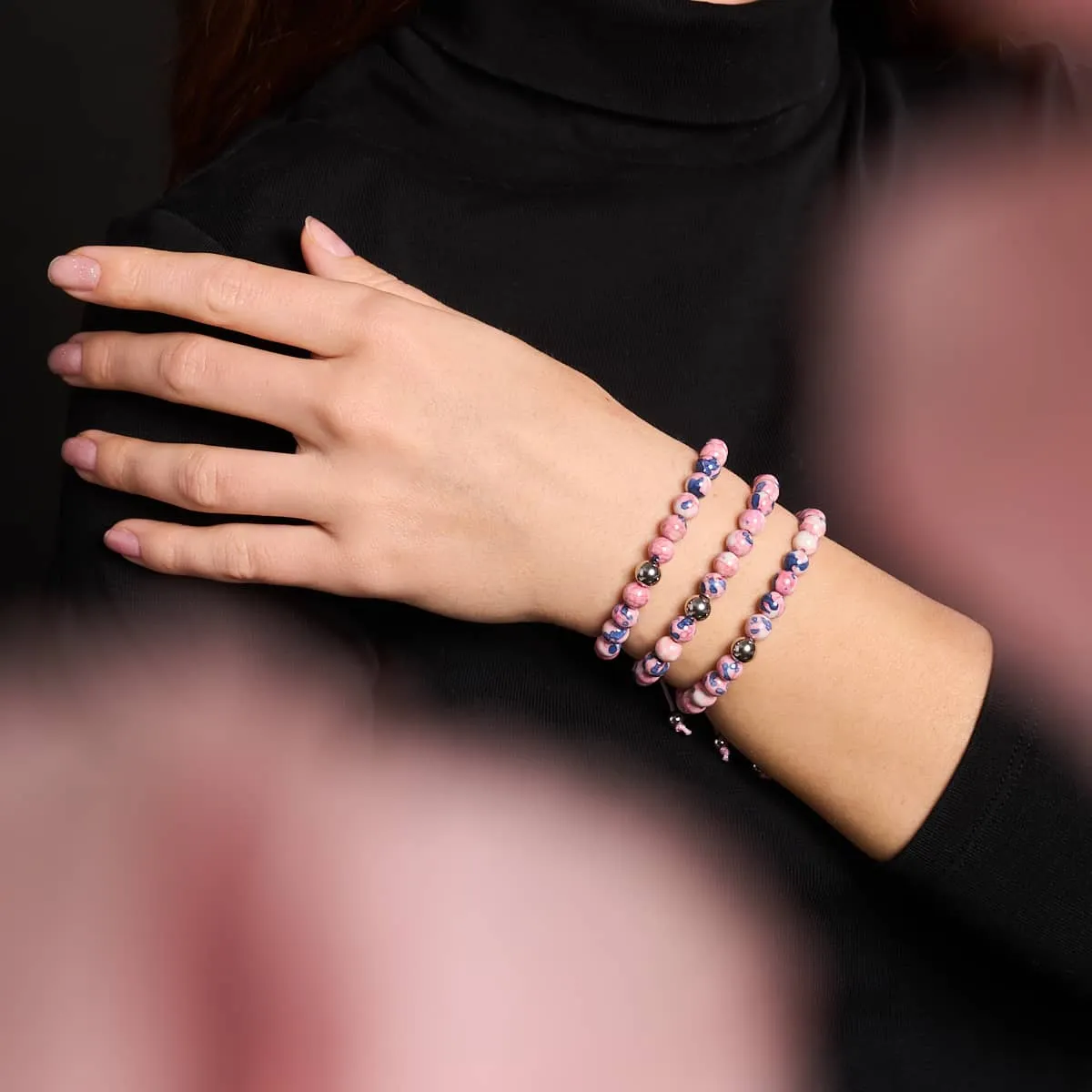 Picasso Porcelain Macrame Bracelet | Piglet Blue