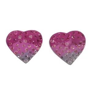 Pink and Purple Crystal Heart Clip Earring - REC502AC