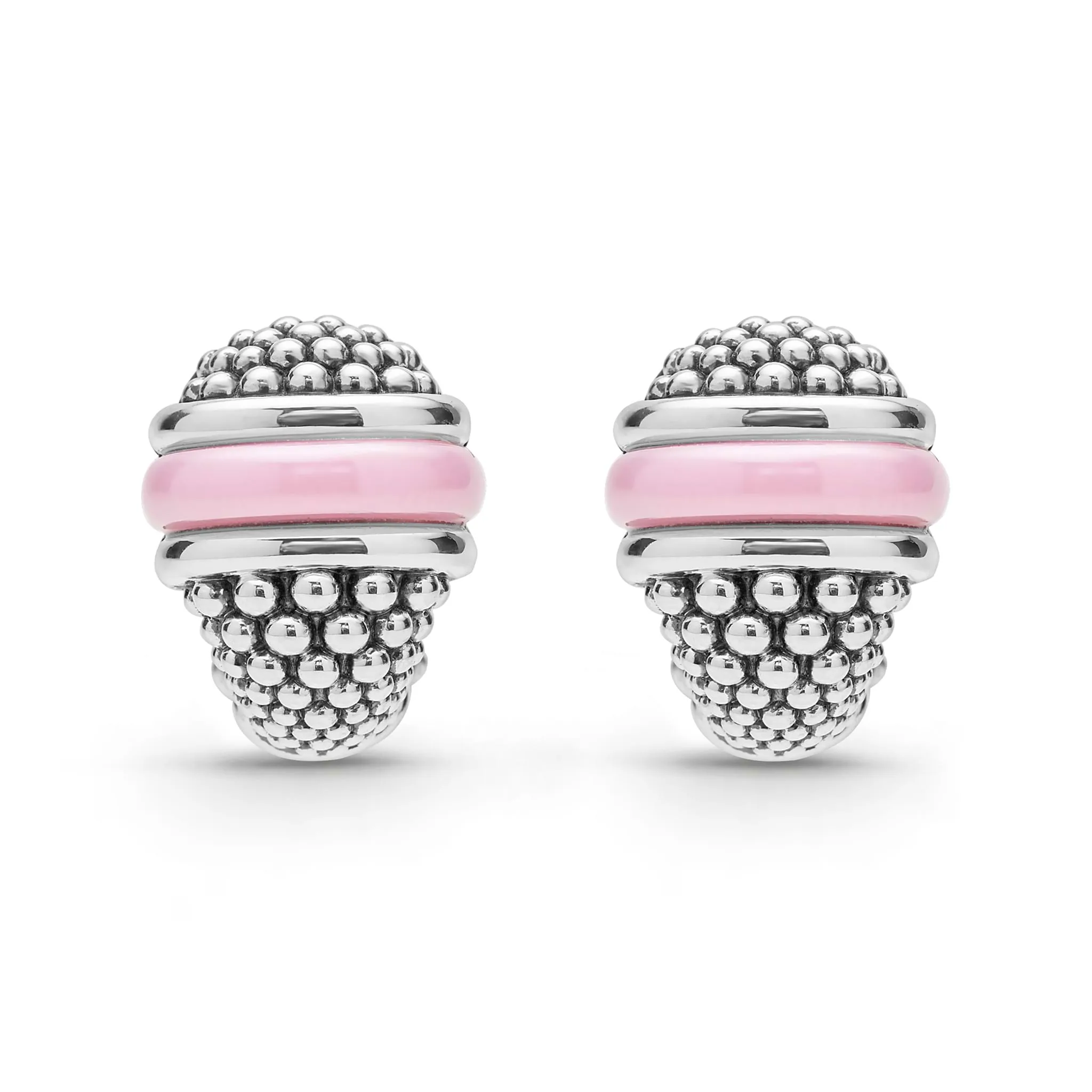 Pink Caviar Ceramic Caviar Omega Clip Earrings