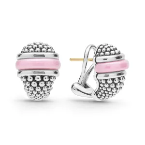 Pink Caviar Ceramic Caviar Omega Clip Earrings