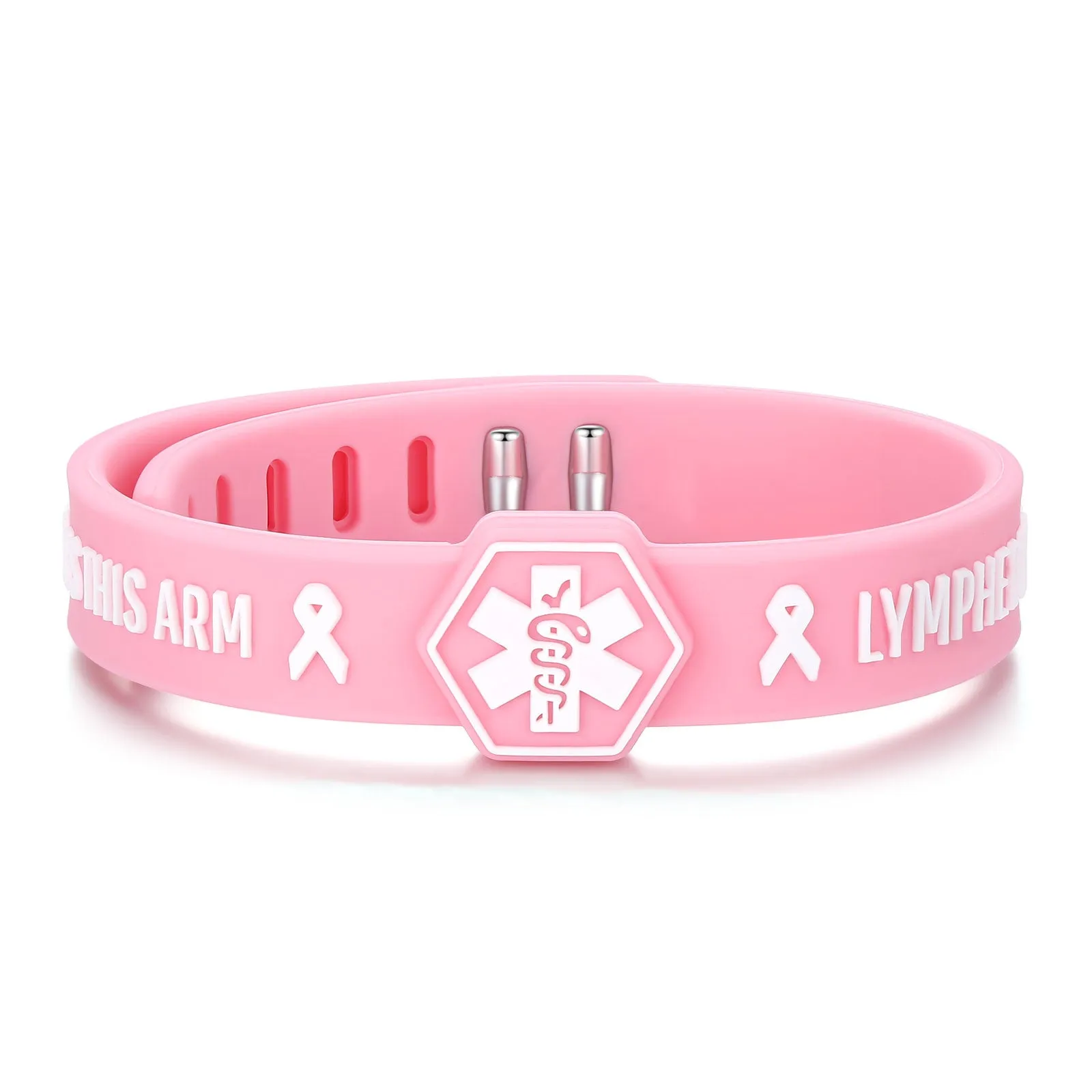 Pink Ribbon Lymphedema Alert Bracelet for Women Breast Cancer Awareness Pink Ribbon Bracelets