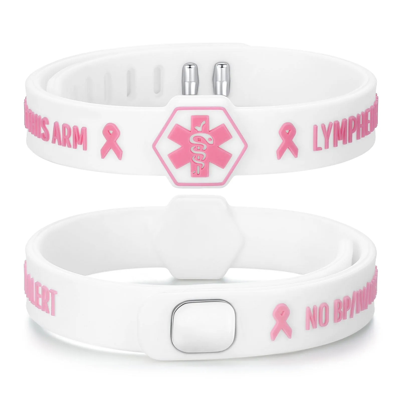 Pink Ribbon Lymphedema Alert Bracelet for Women Breast Cancer Awareness Pink Ribbon Bracelets
