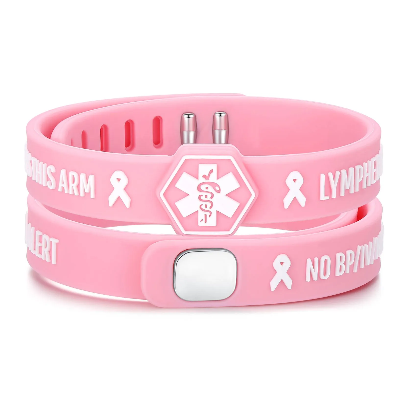 Pink Ribbon Lymphedema Alert Bracelet for Women Breast Cancer Awareness Pink Ribbon Bracelets