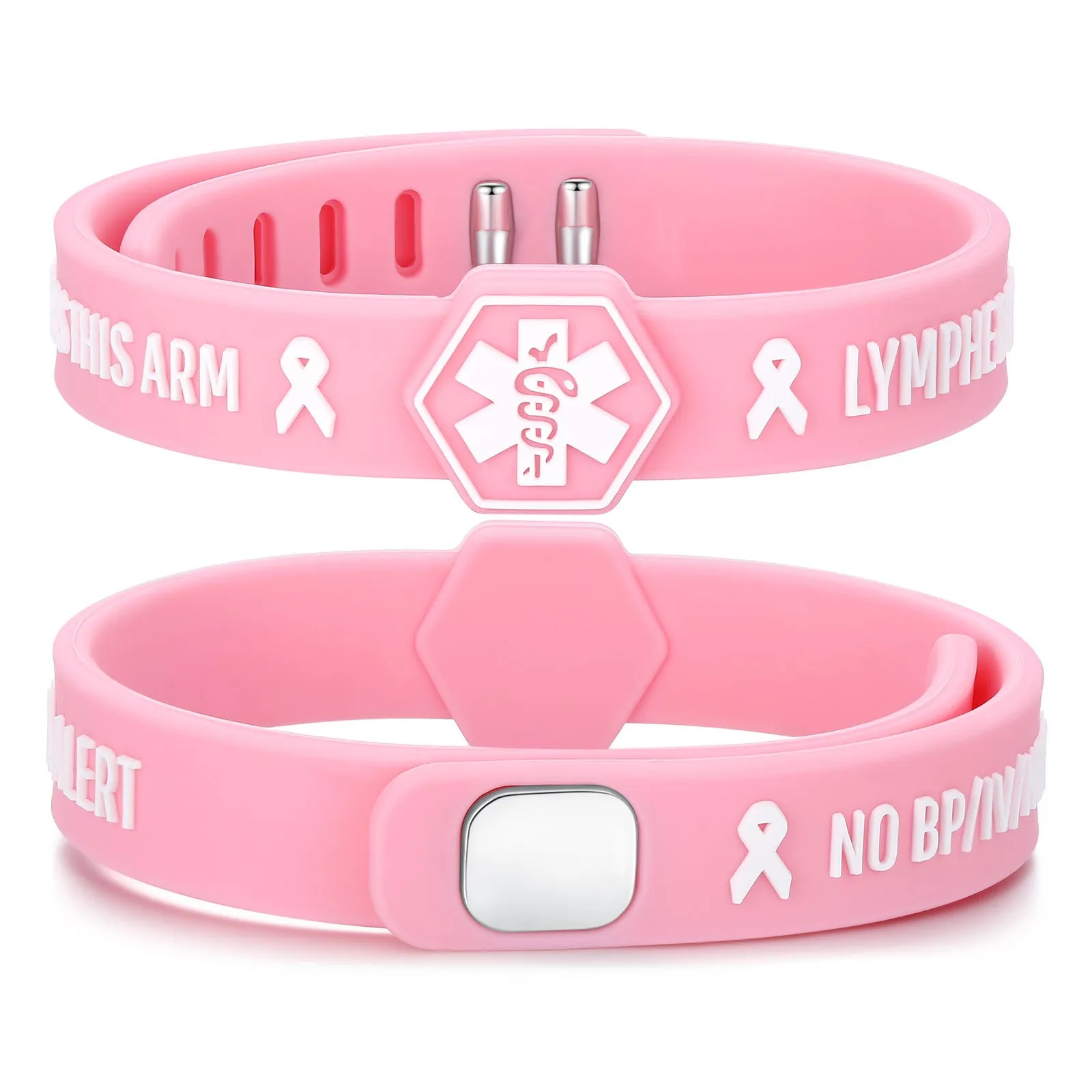 Pink Ribbon Lymphedema Alert Bracelet for Women Breast Cancer Awareness Pink Ribbon Bracelets