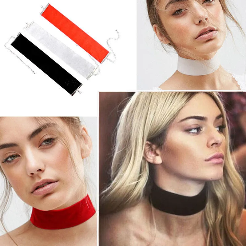 Plain Black Velvet Choker Necklace Gothic Vintage Wide Ribbon Neckless Collar Jewelry For Women #83119