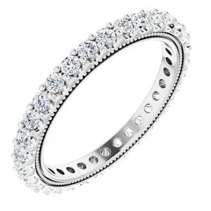 Platinum 1 CTW Natural Diamond Eternity Band Size 7.5