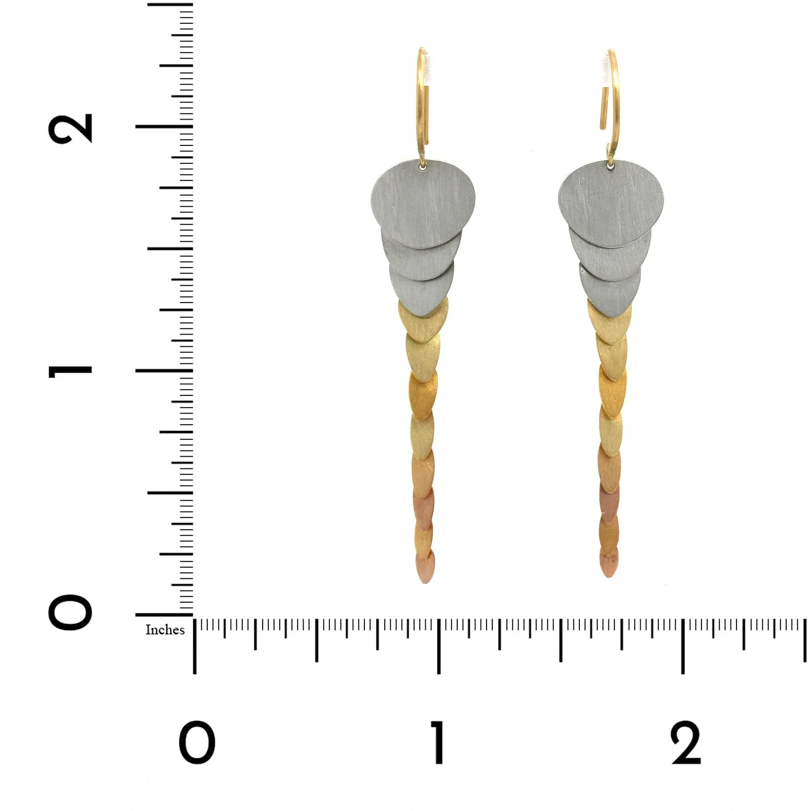 Platinum and 18K Tri-Color Gold Rainbow Trail Earrings