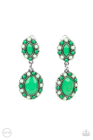 Positively Pampered Green Paparazzi Clip-On Earrings