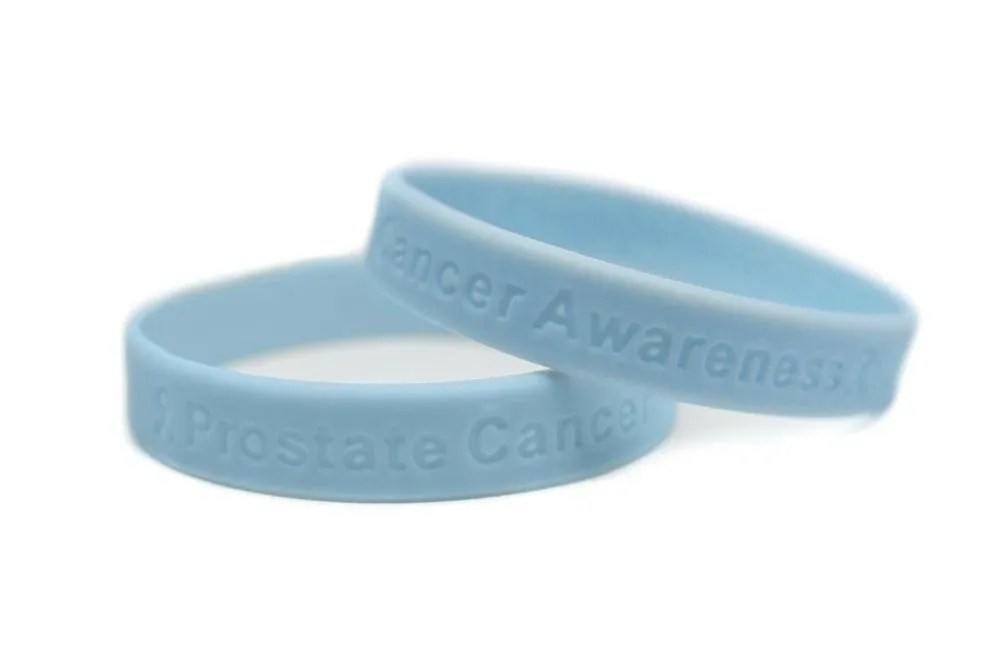 Prostate Cancer Awareness Light Blue Rubber Bracelet Wristband - Adult 8"