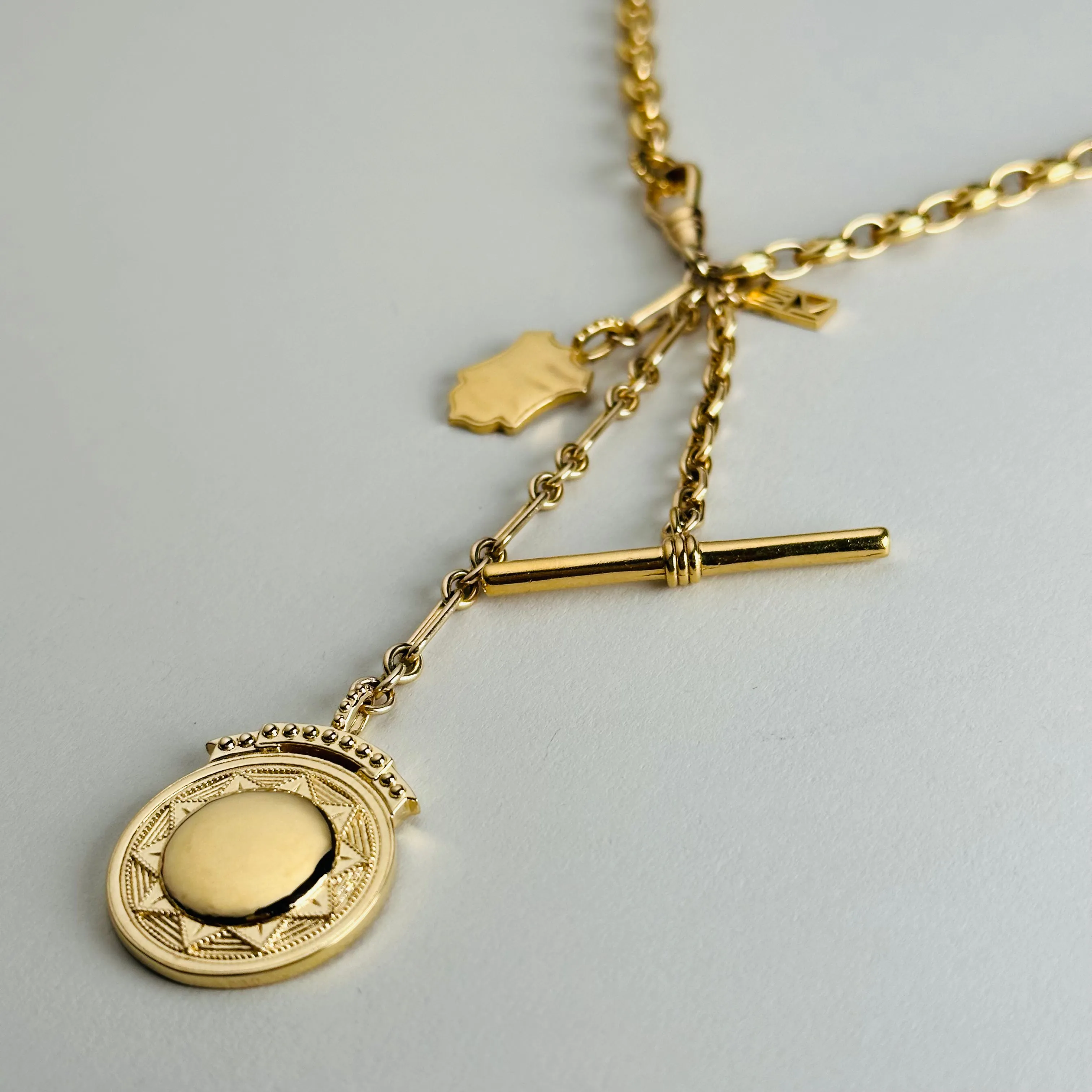 Puffy Mariner Sundial   Shield Fob Necklace