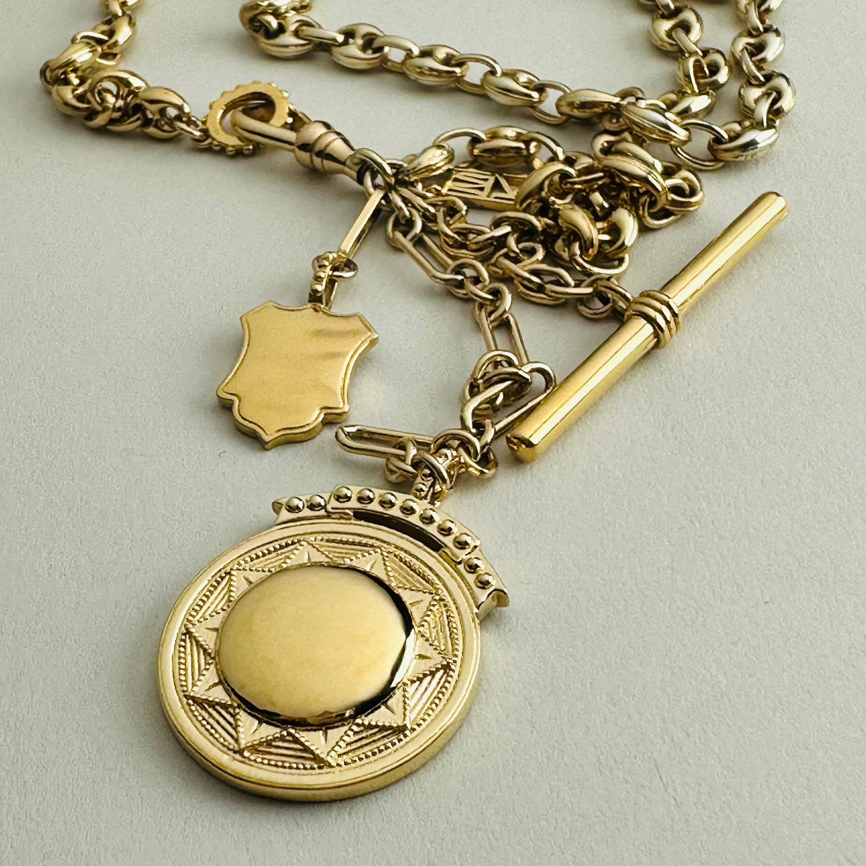Puffy Mariner Sundial   Shield Fob Necklace
