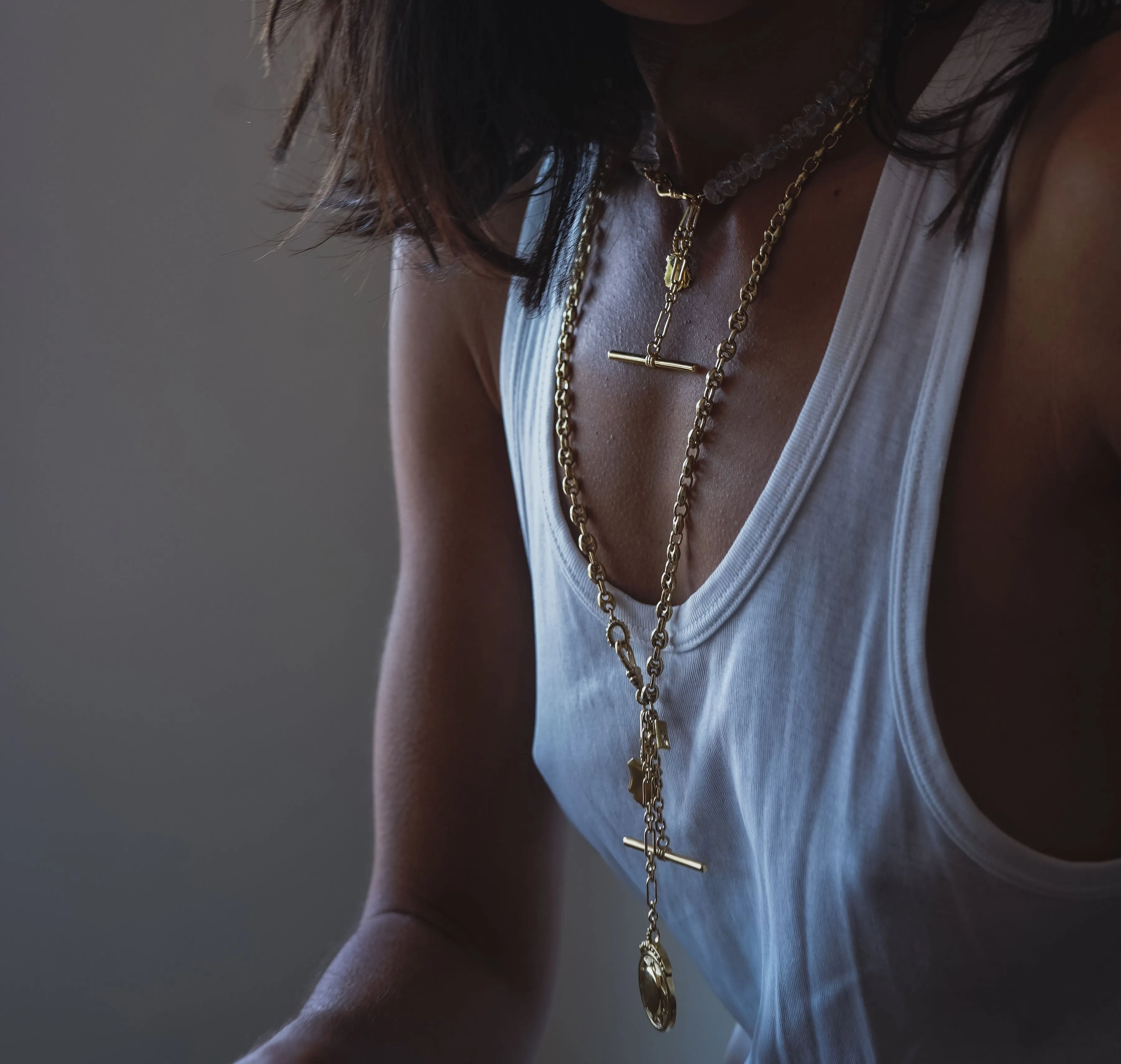 Puffy Mariner Sundial   Shield Fob Necklace