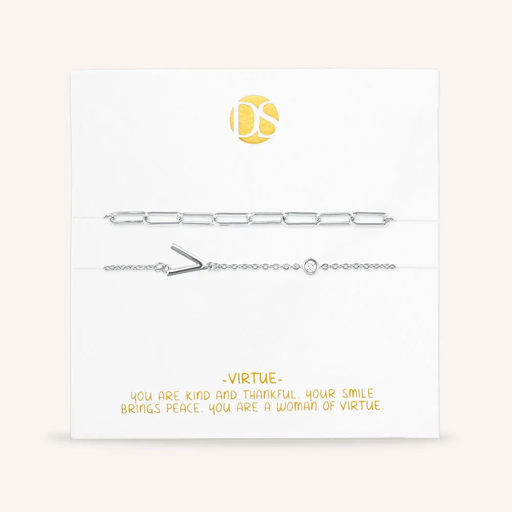 "Yours Truly" Set of Two Initial & Clip Chain Layering Bracelets