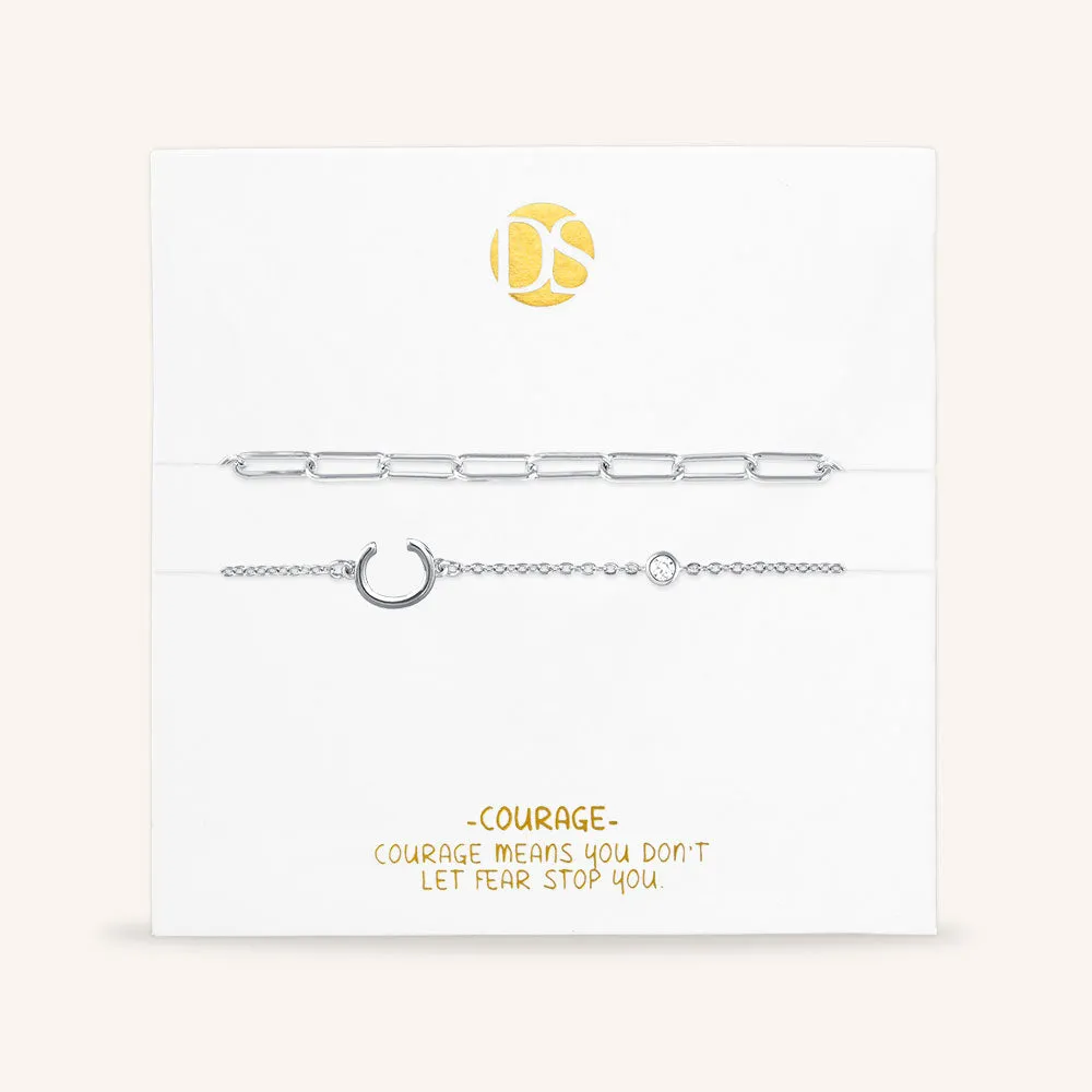 "Yours Truly" Set of Two Initial & Clip Chain Layering Bracelets